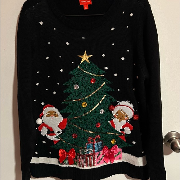 Holiday Lane Mr. & Mrs. Claus Black Christmas Sweater - Picture 1 of 8